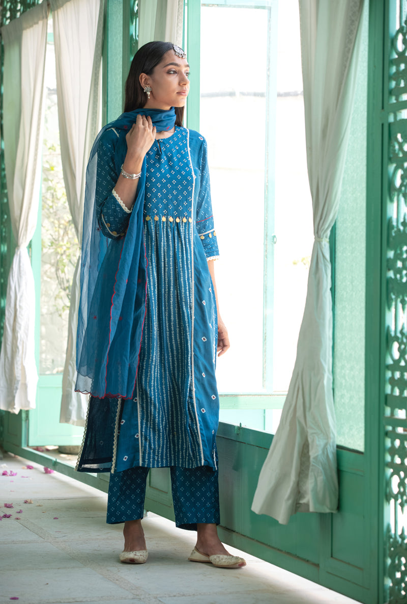 Blue Coin Yoke Nura Kurta Set