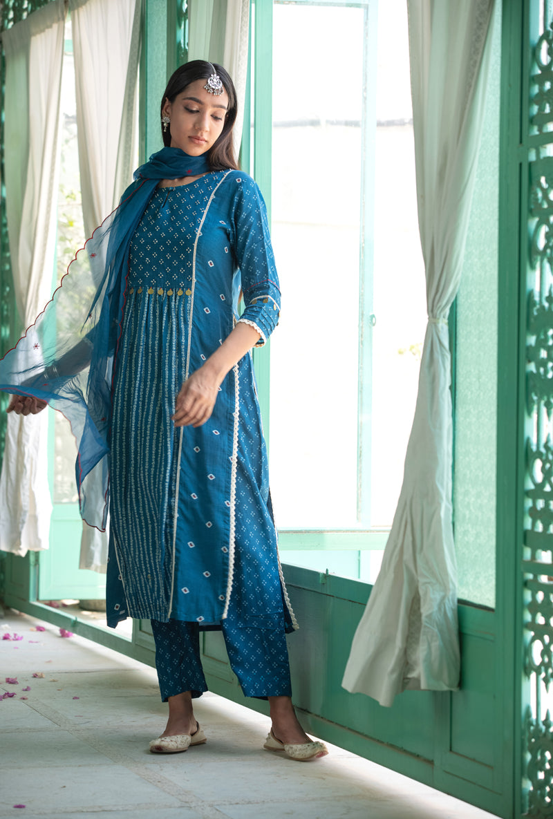 Blue Coin Yoke Nura Kurta Set