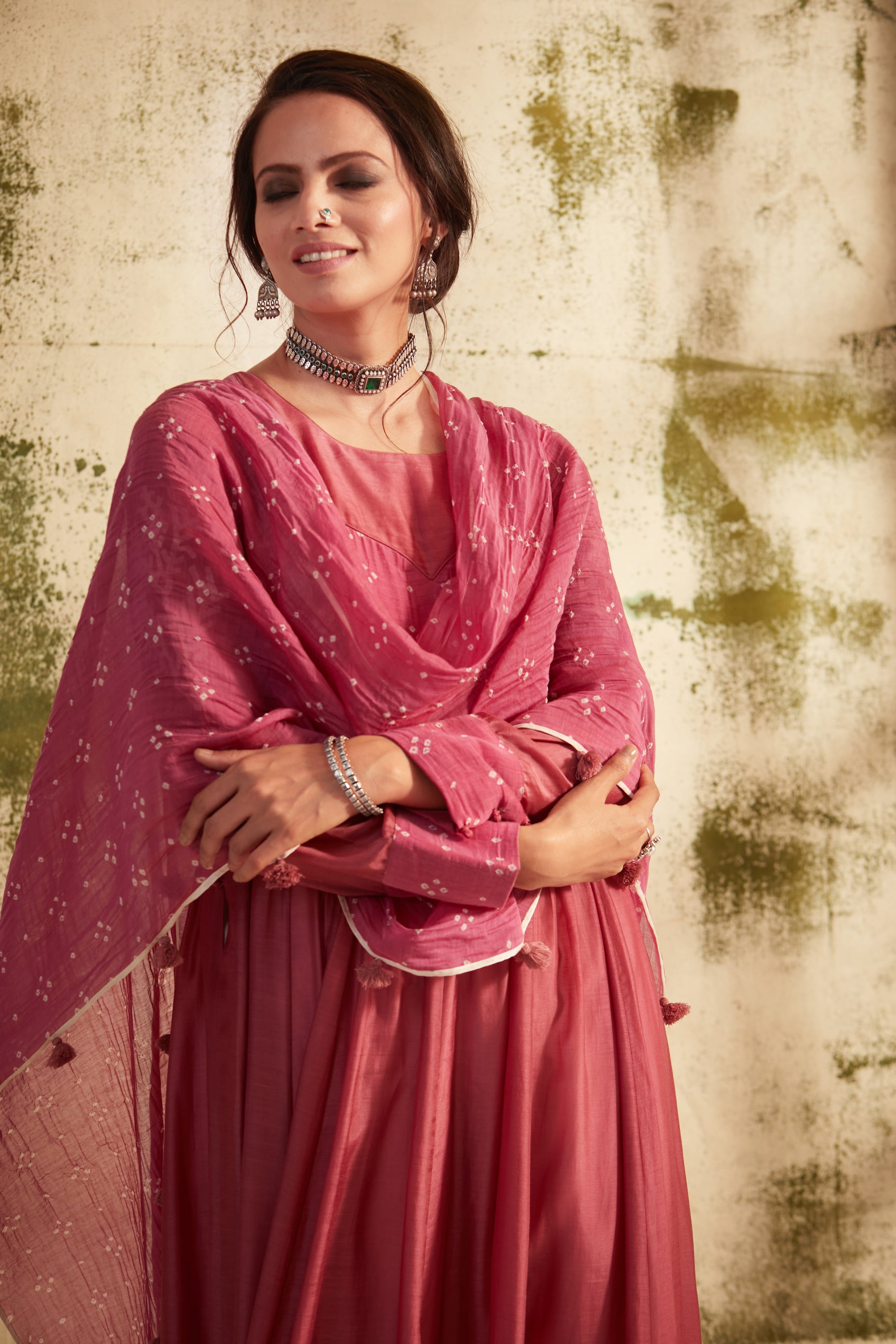 Onion Pink Side Slit Kali Inaya Kurta Set
