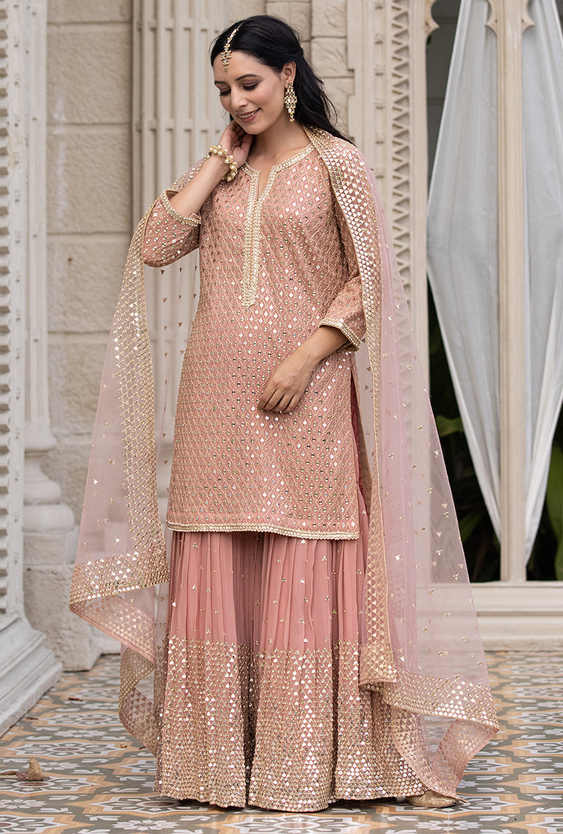 Onion Pink Sitara 2.0 Gharara Set