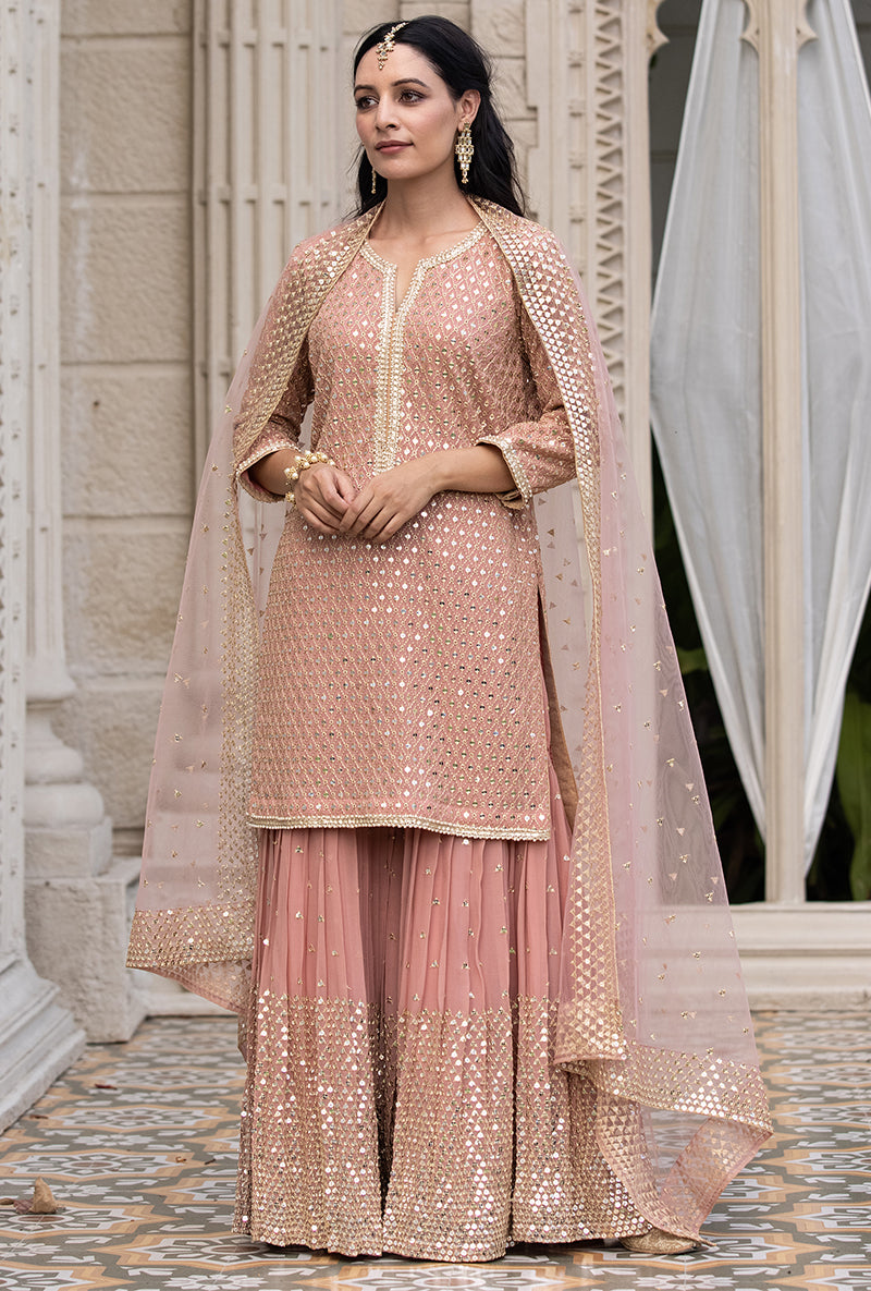 Onion Pink Sitara 2.0 Gharara Set