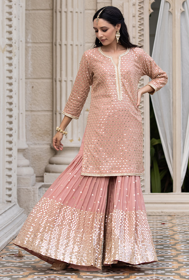 Onion Pink Sitara 2.0 Gharara Set