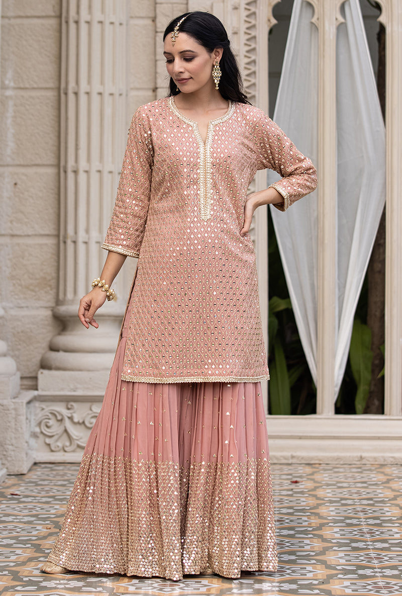 Onion Pink Sitara 2.0 Gharara Set