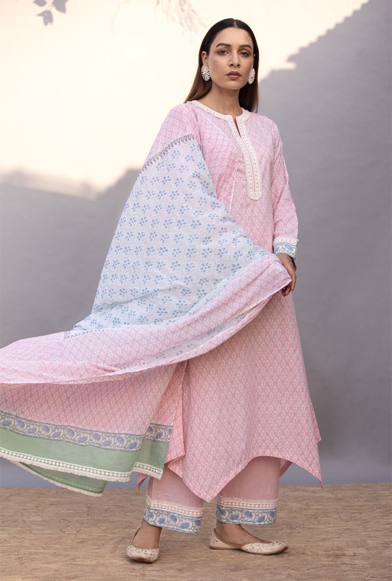 Pink High Low Maya Kurta Set