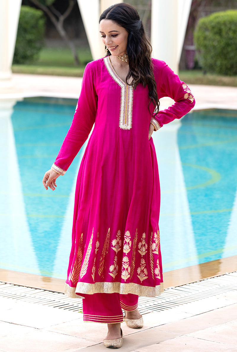 Rani Pink Kalidaar Haseena Kurta Set