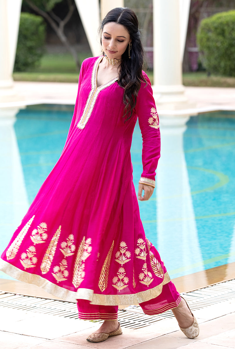 Rani Pink Kalidaar Haseena Kurta Set
