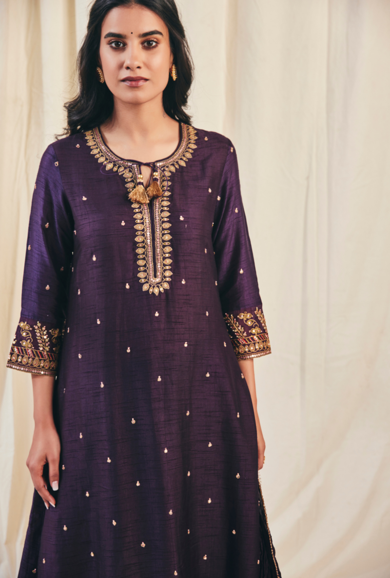 Deep Purple Noor Farshi Meera Kurta Set