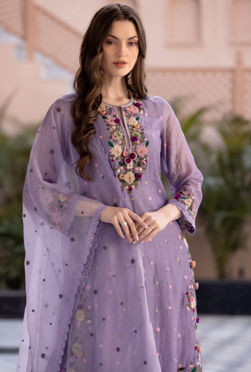Lilac Orchid Heavy Long Sahiba Kurta Set