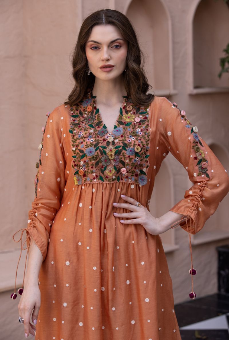 Peach Orchid Frockstyle Sahiba Kurta Set