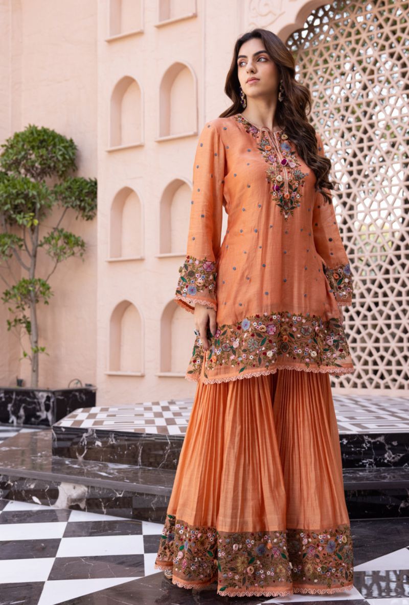 Peach Orchid Sahiba Gharara Set