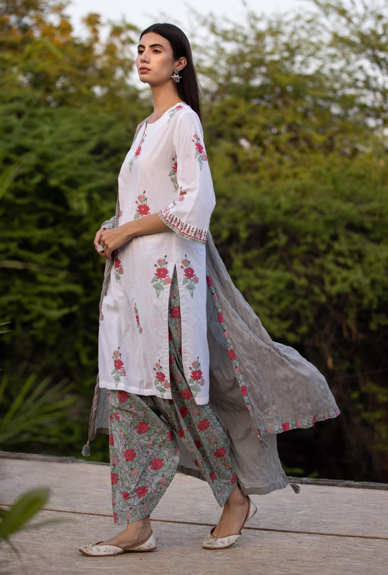 Ivory/Grey Pankhuri Salwar Kurta Set