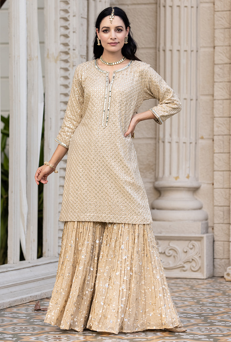 Beige Sitara 2.0 Gharara Set