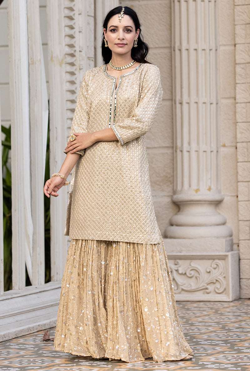 Beige Sitara 2.0 Gharara Set