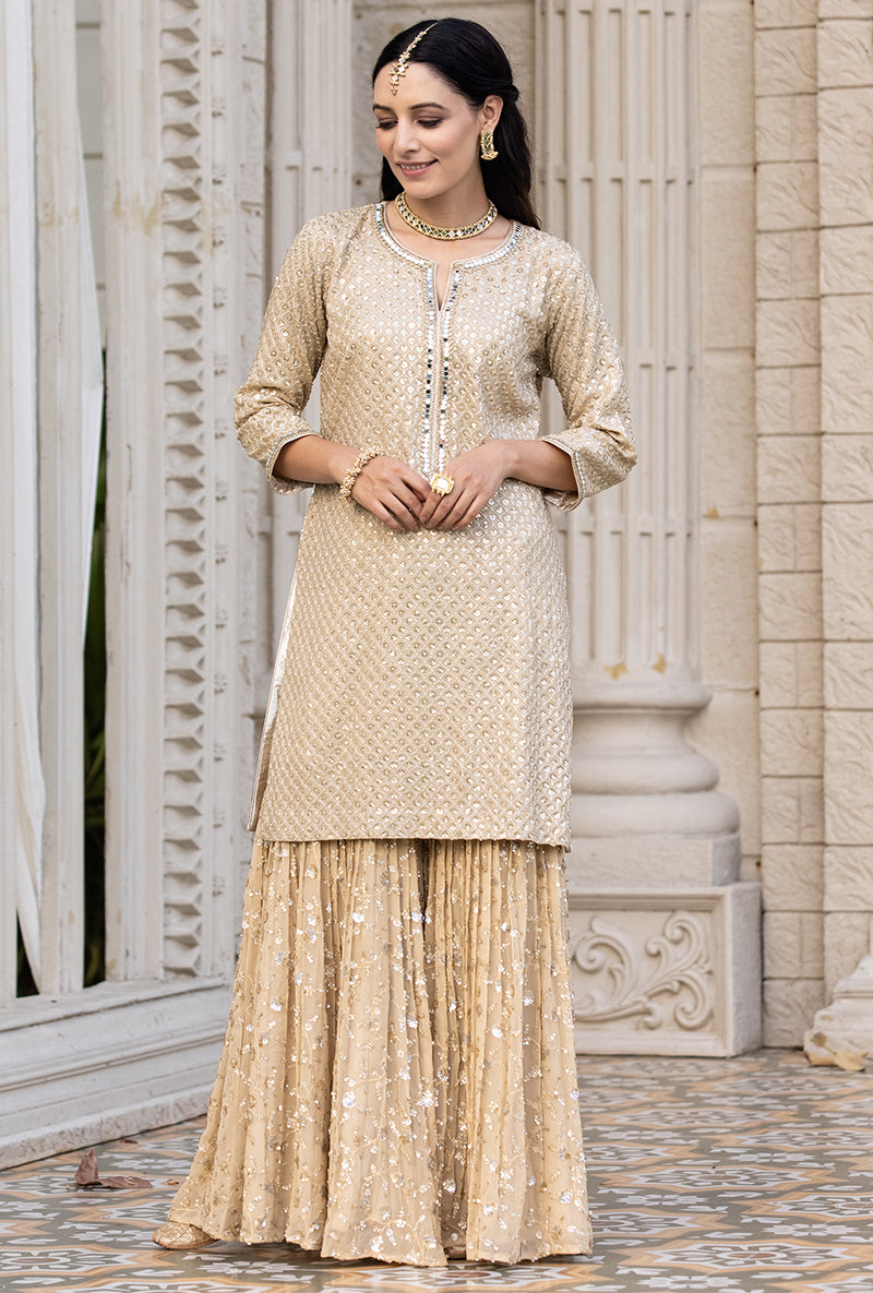 Beige Sitara 2.0 Gharara Set