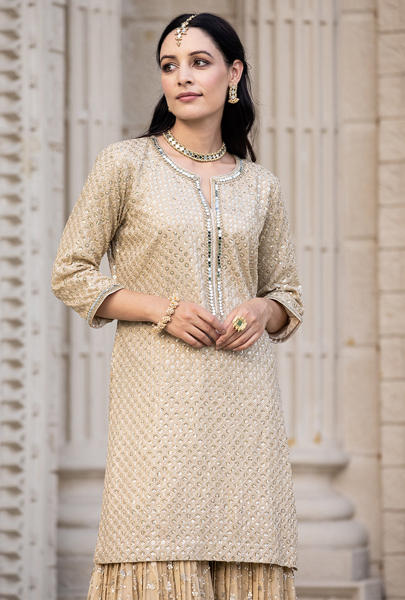 Beige Sitara 2.0 Gharara Set