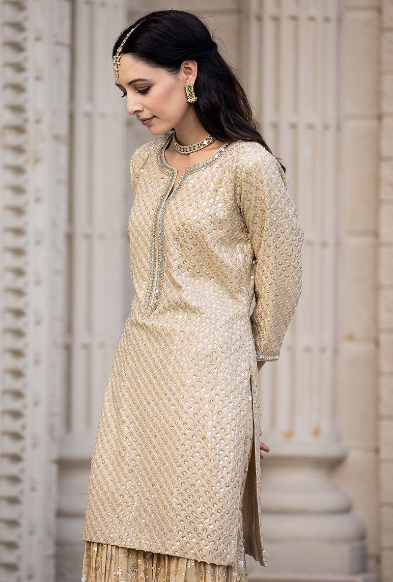 Beige Sitara 2.0 Gharara Set