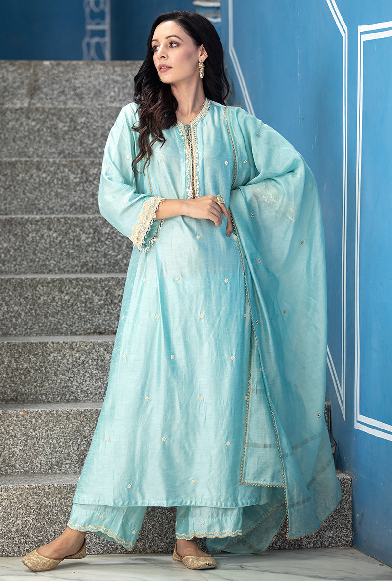 Blue Heavy Sleeve Ameera Kurta Set