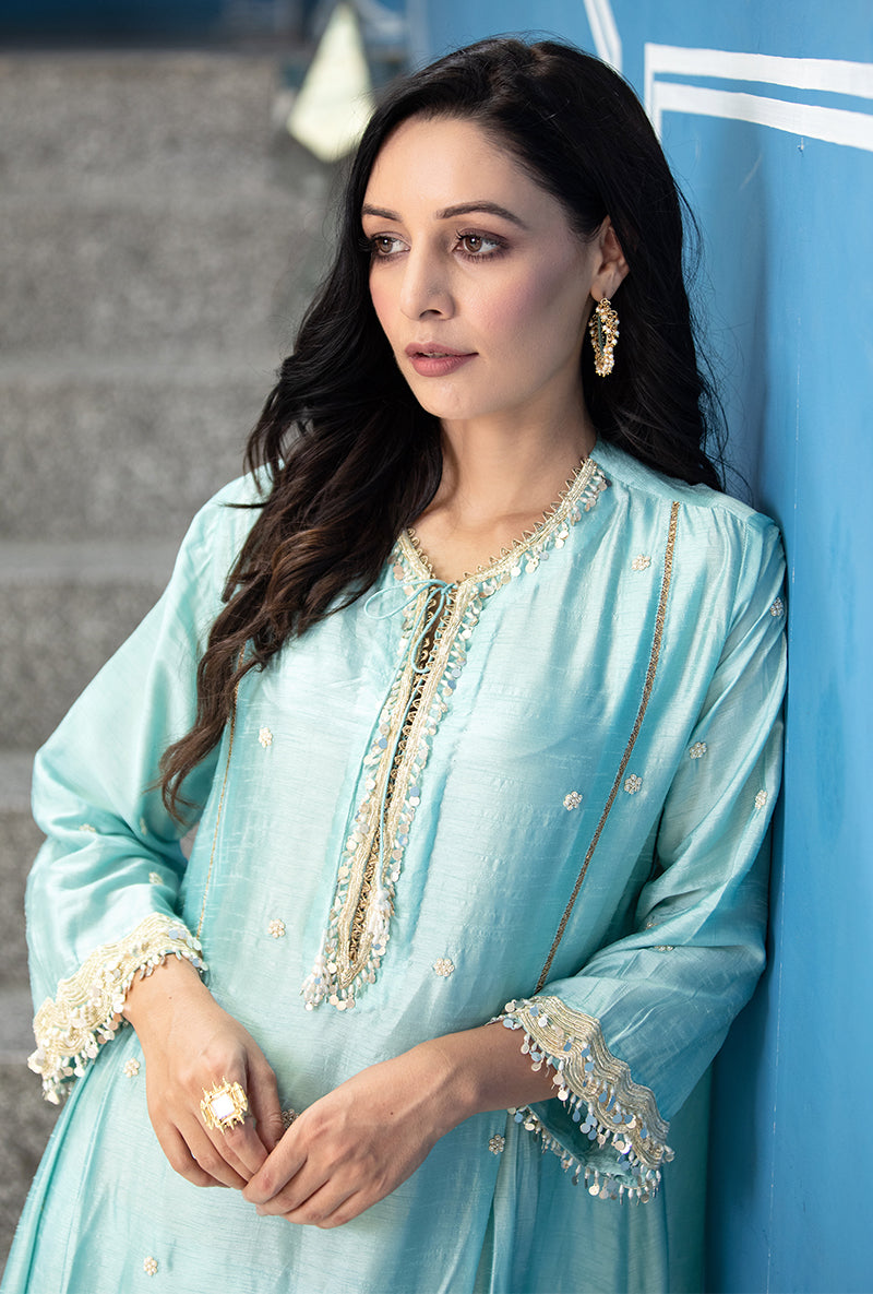Blue Heavy Sleeve Ameera Kurta Set