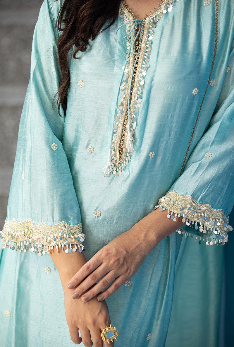 Blue Heavy Sleeve Ameera Kurta Set