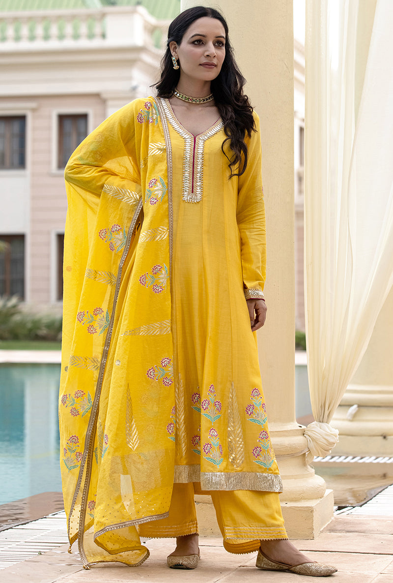 Yellow Kalidaar Haseena Kurta Set