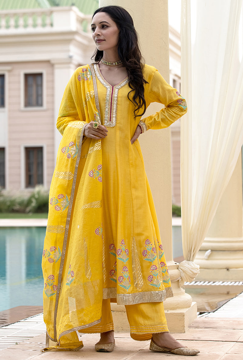 Yellow Kalidaar Haseena Kurta Set