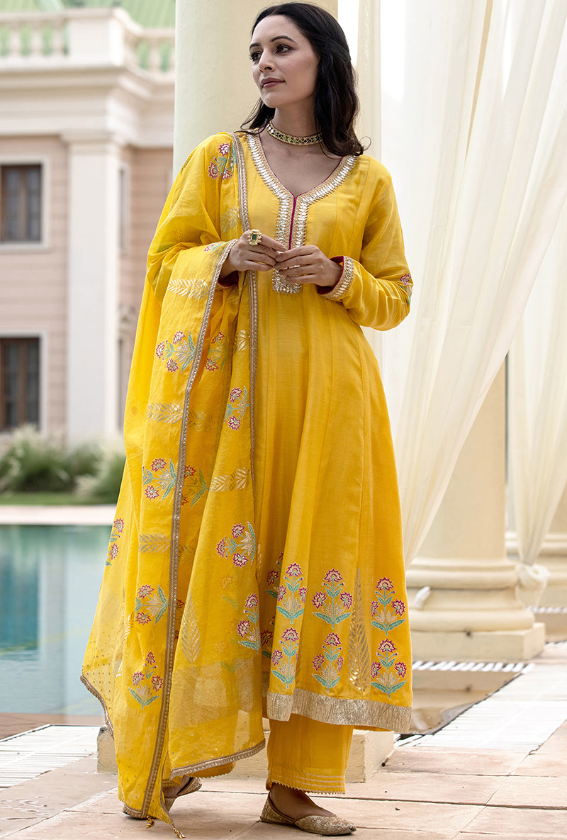 Yellow Kalidaar Haseena Kurta Set