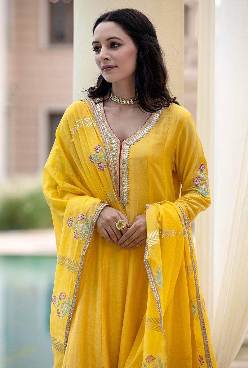 Yellow Kalidaar Haseena Kurta Set