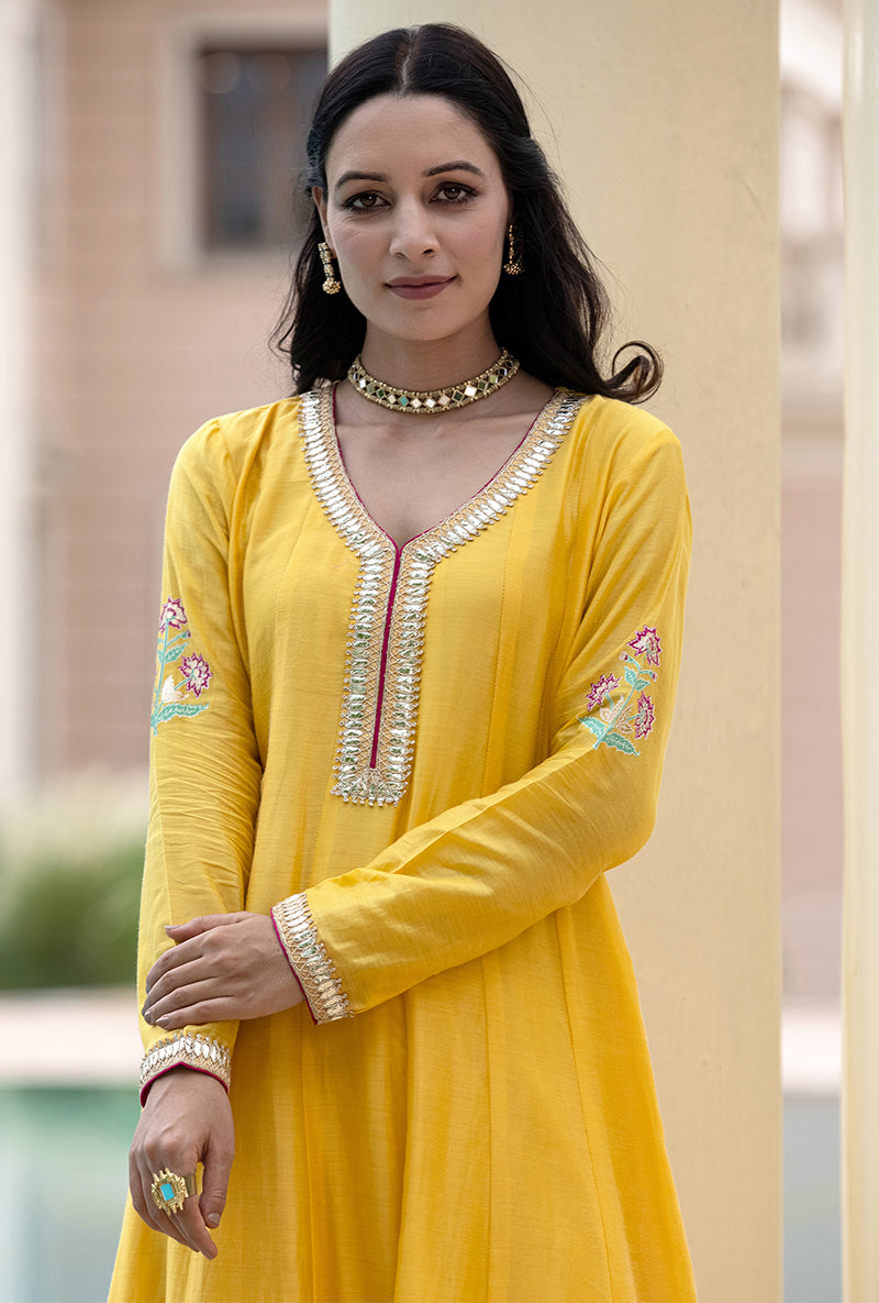 Yellow Kalidaar Haseena Kurta Set