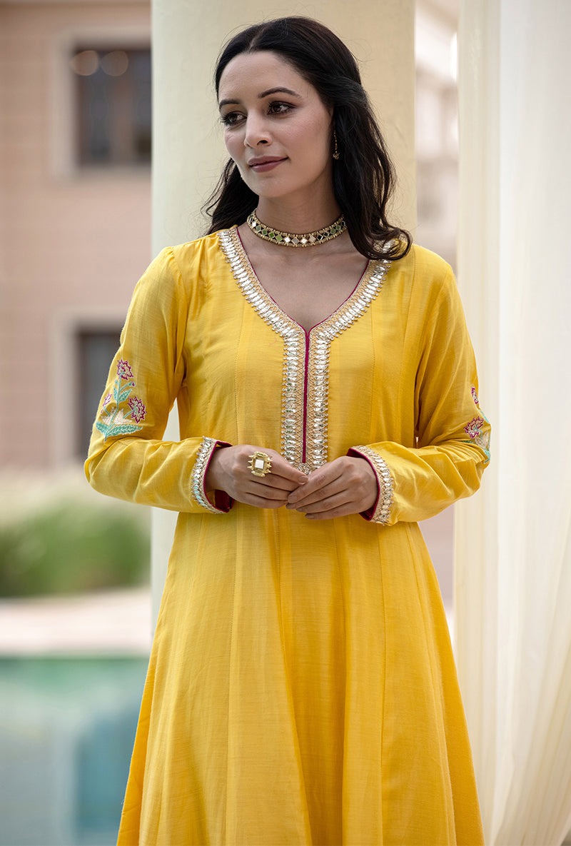 Yellow Kalidaar Haseena Kurta Set