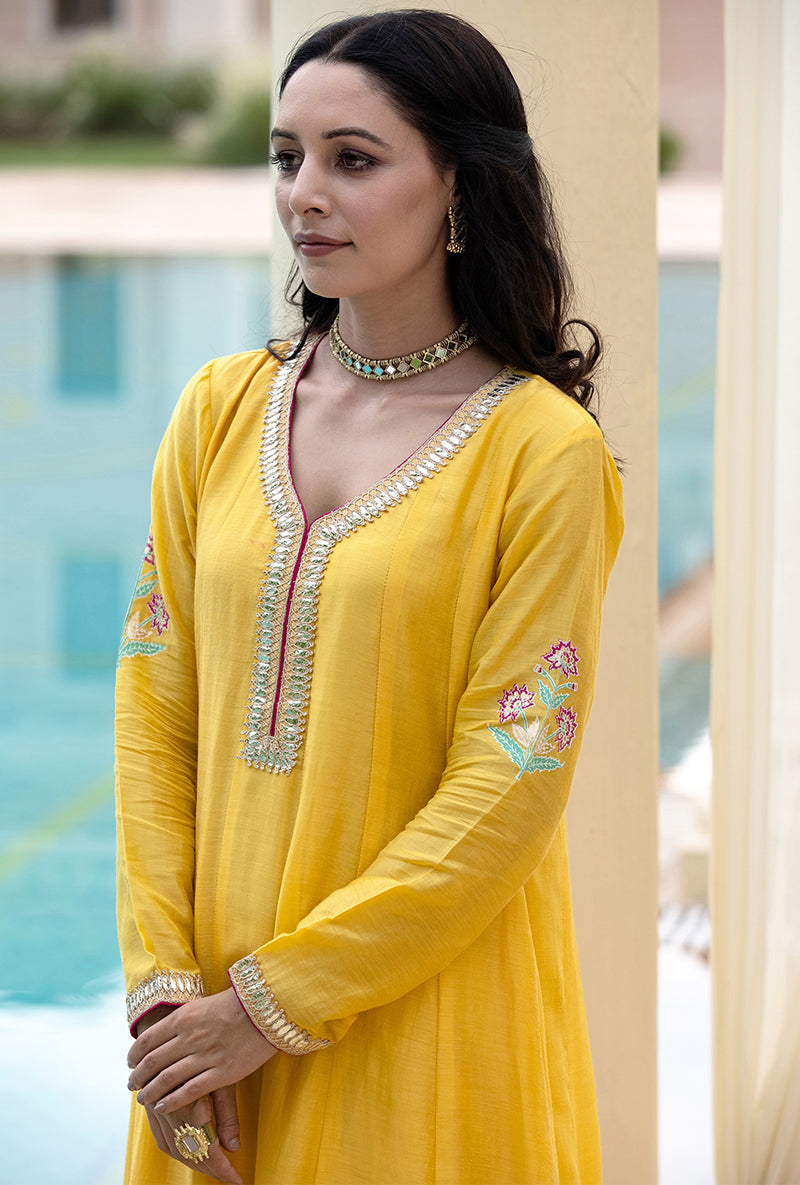 Yellow Kalidaar Haseena Kurta Set