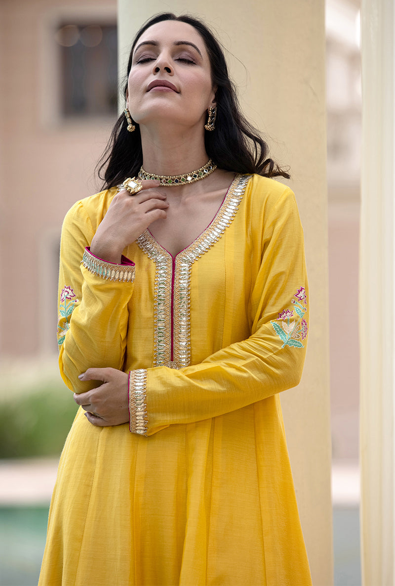 Yellow Kalidaar Haseena Kurta Set