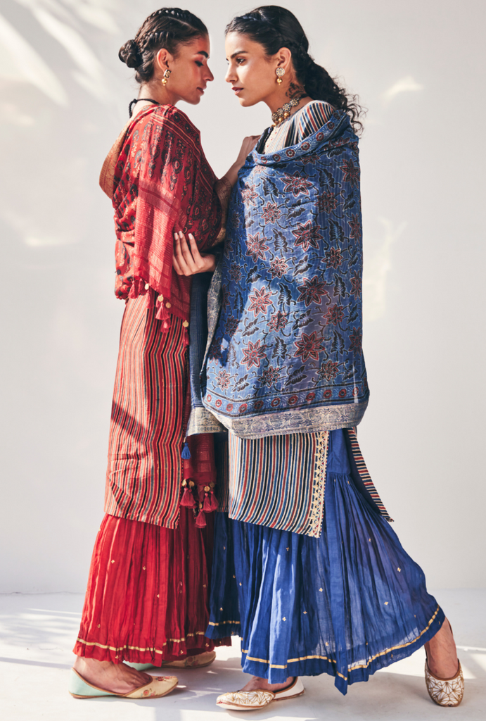 Blue Stripes Fiza Kurta Set
