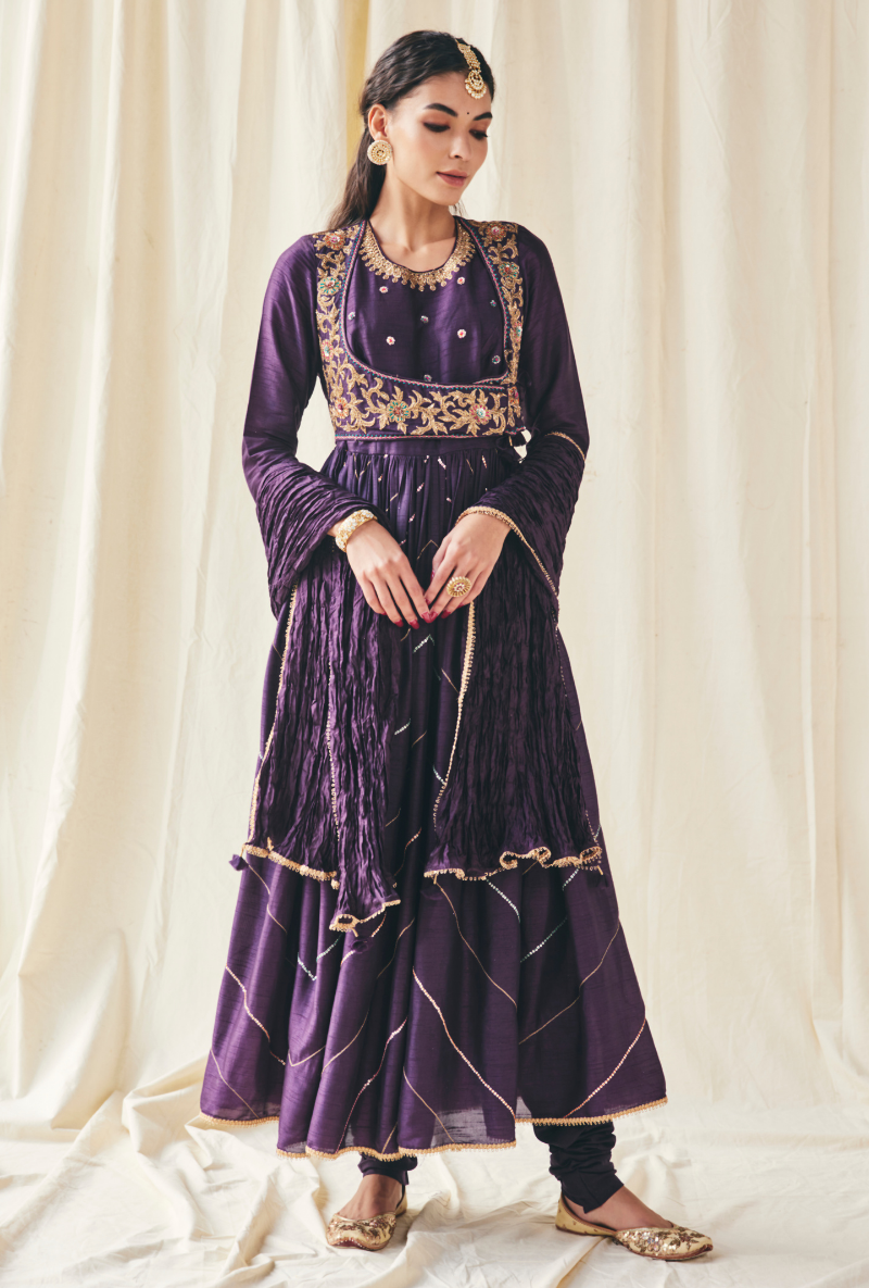 Purple Poshak Meera Anarkali Set