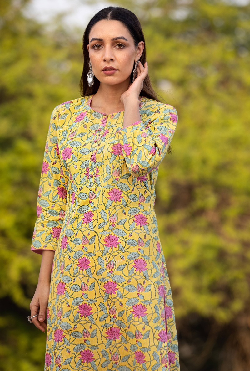 Pink/Yellow Pankhuri Salwar Kurta Set