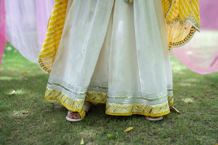 Yellow Leheriya Sharara Set