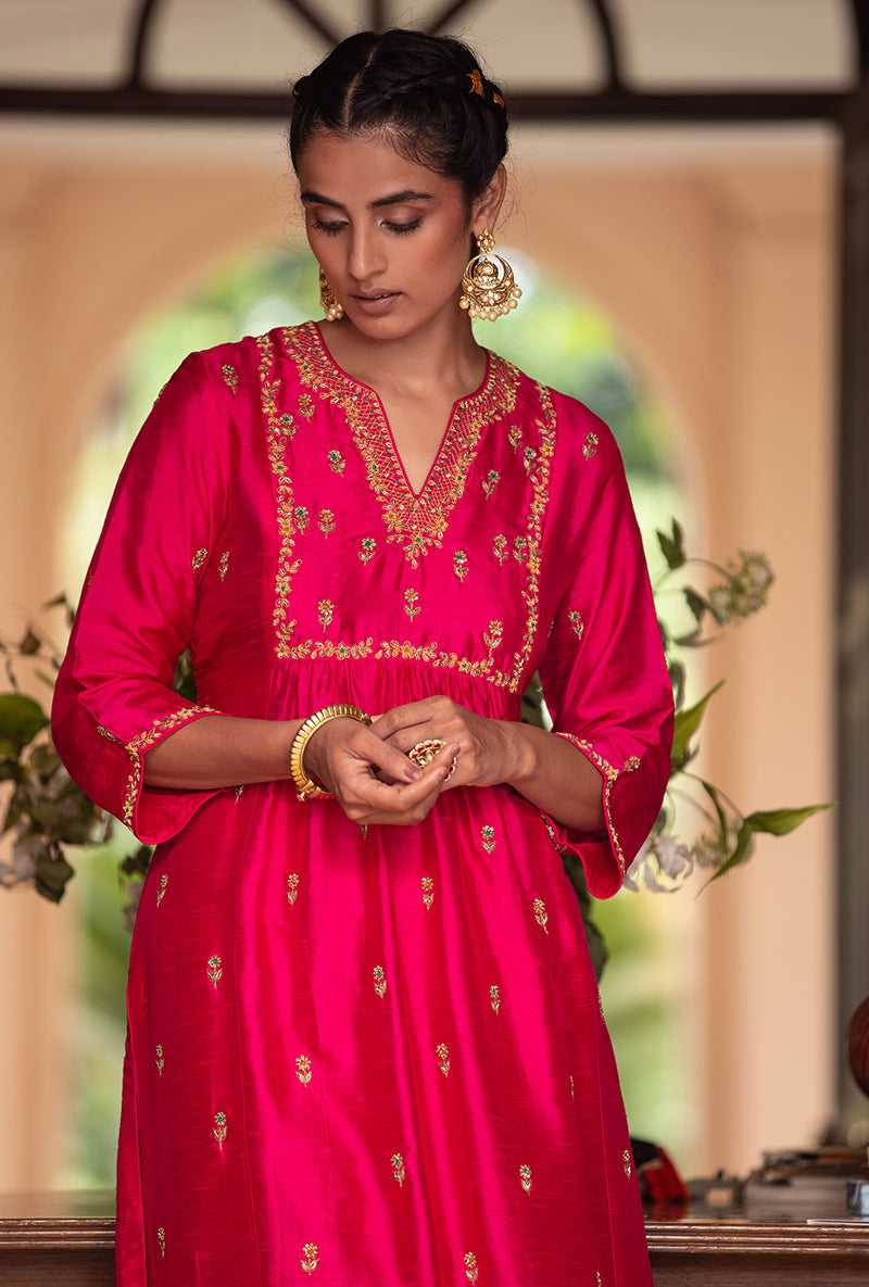 Fuschia Zardozi Sitara Husna Kurta Set