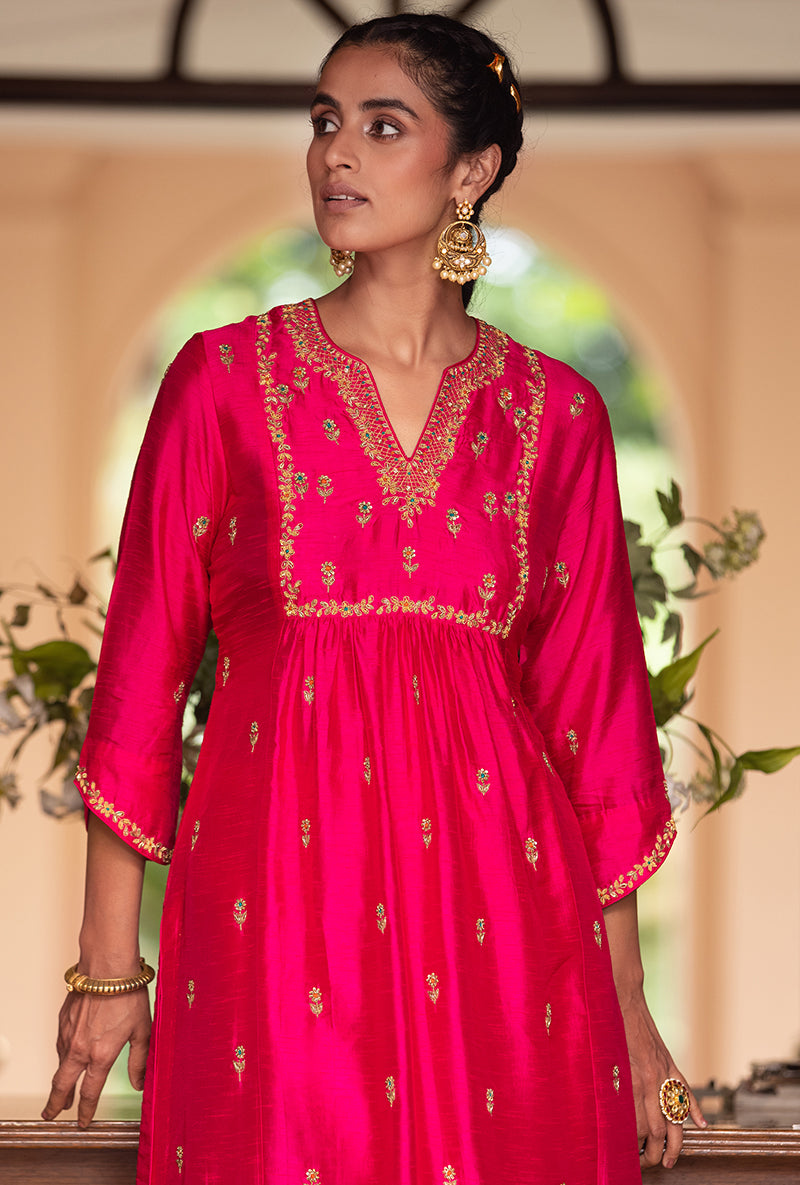 Fuschia Zardozi Sitara Husna Kurta Set
