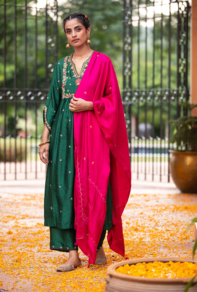 Green Floral Sitara Husna Kurta Set