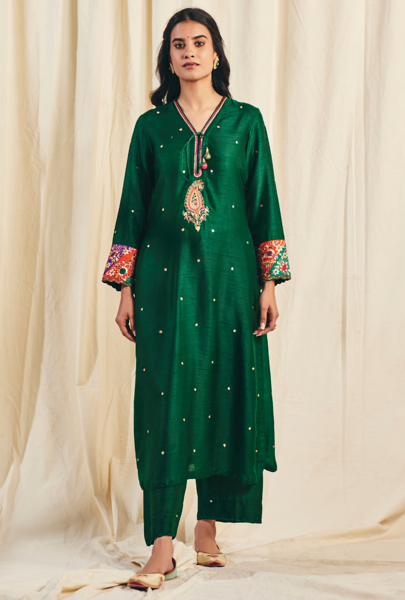 Green Gota Paisley Meera Kurta Set