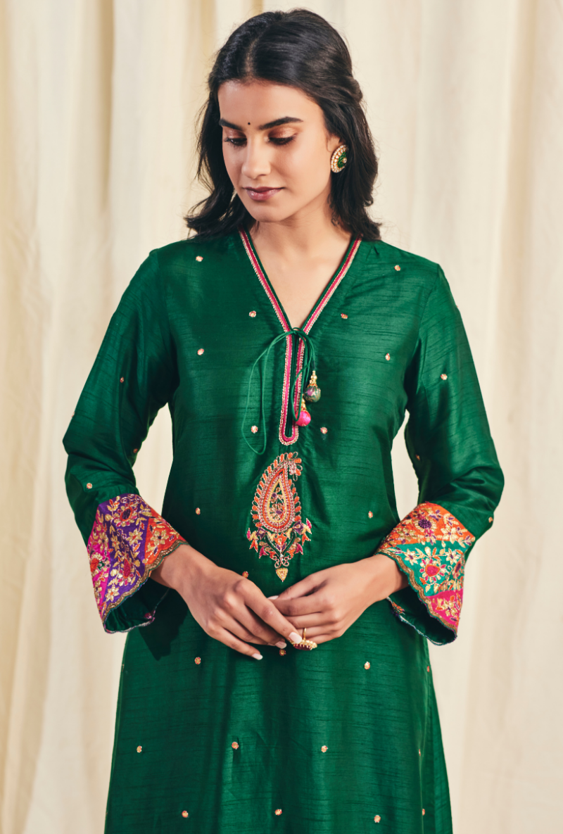Green Gota Paisley Meera Kurta Set