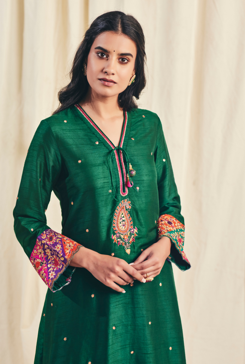 Green Gota Paisley Meera Kurta Set