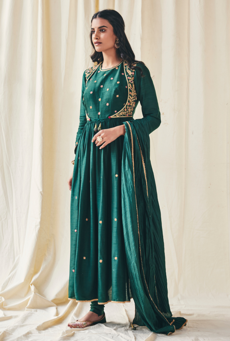 Green Kairi Meera Anarkali Set