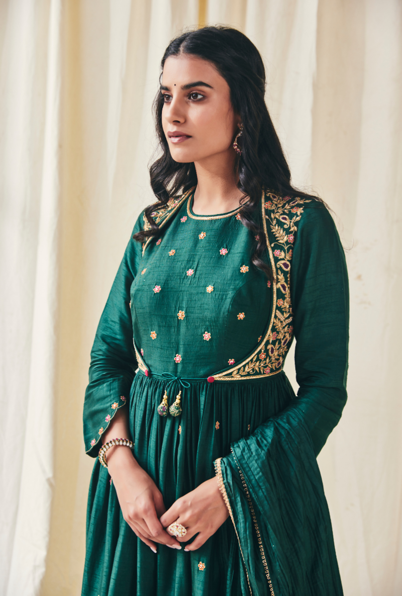 Green Kairi Meera Anarkali Set