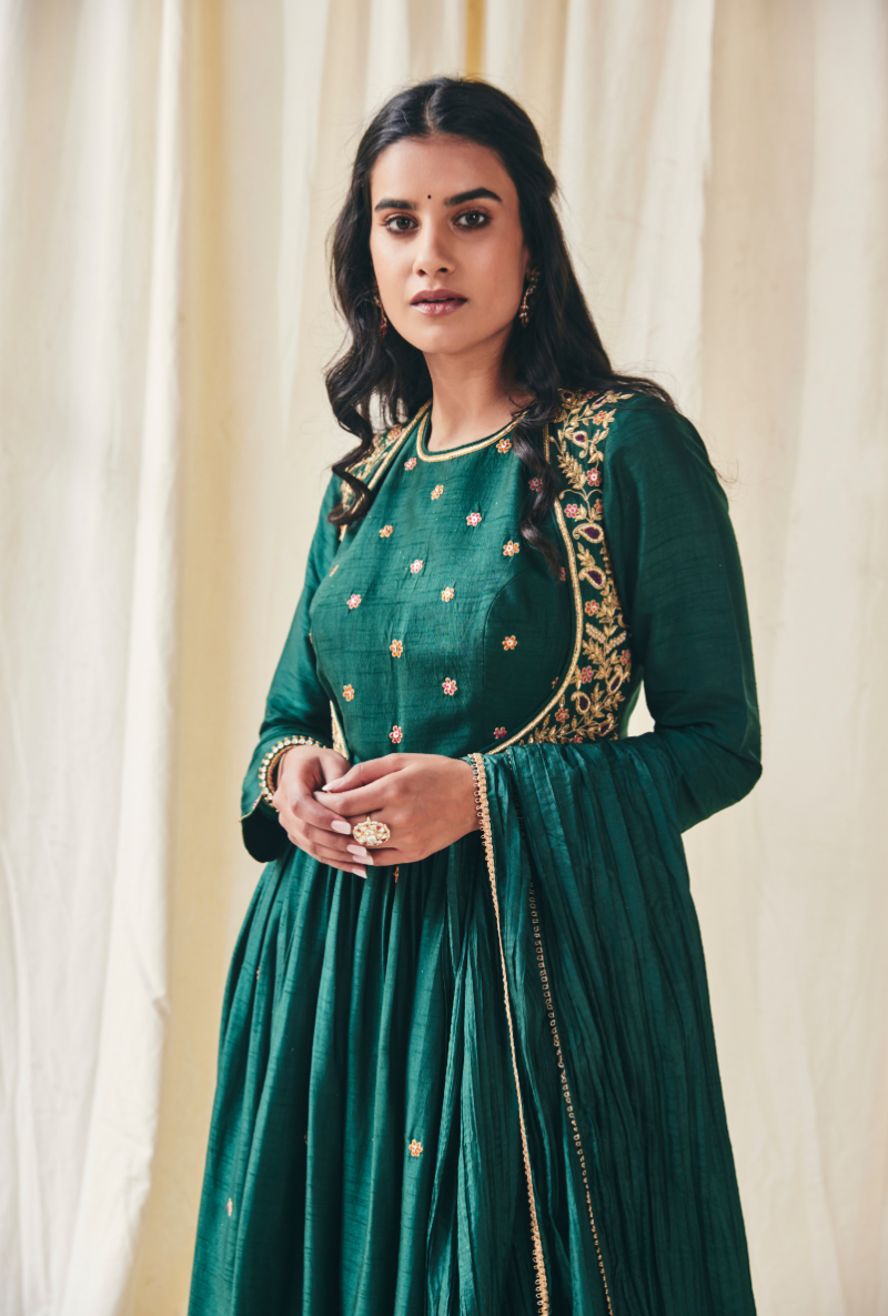 Green Kairi Meera Anarkali Set