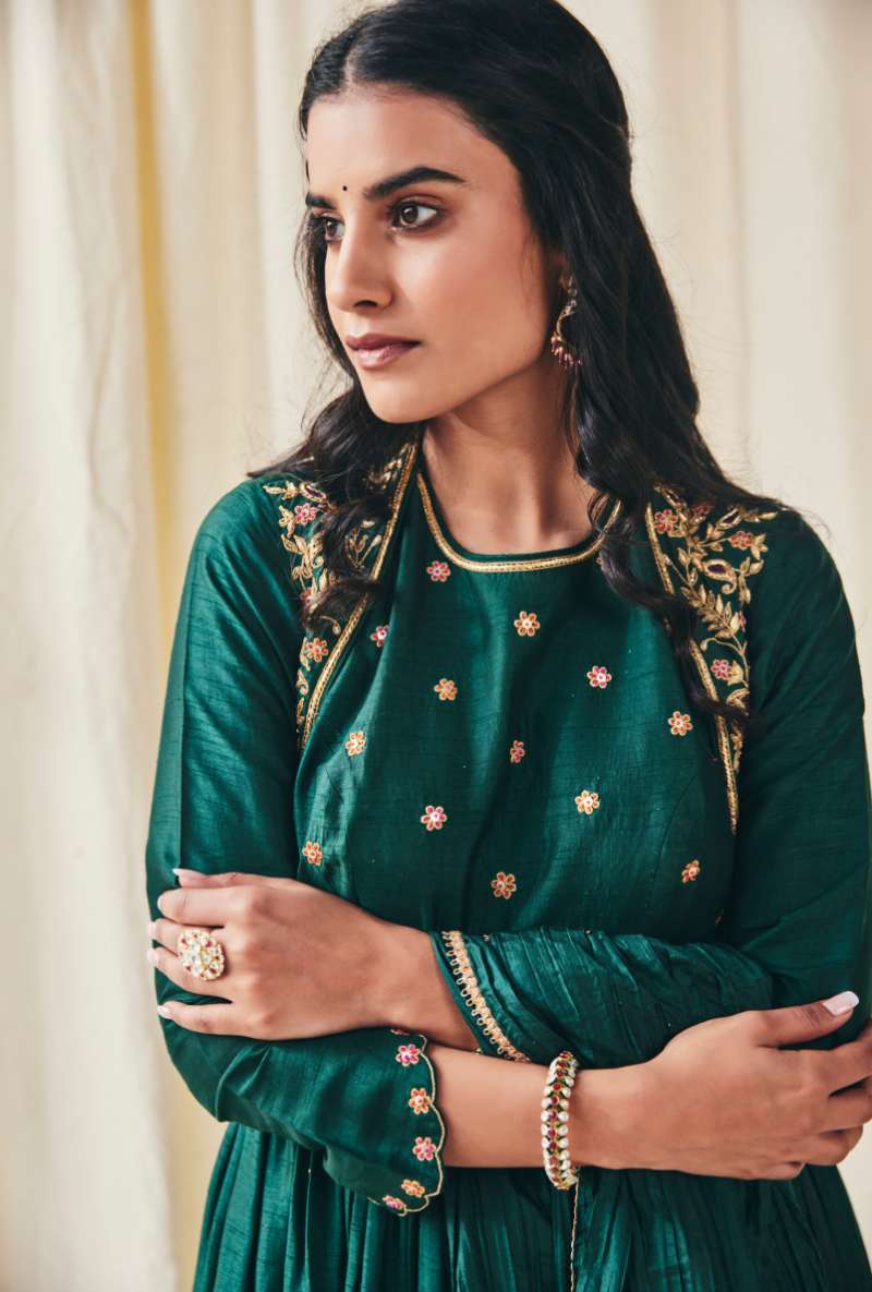 Green Kairi Meera Anarkali Set