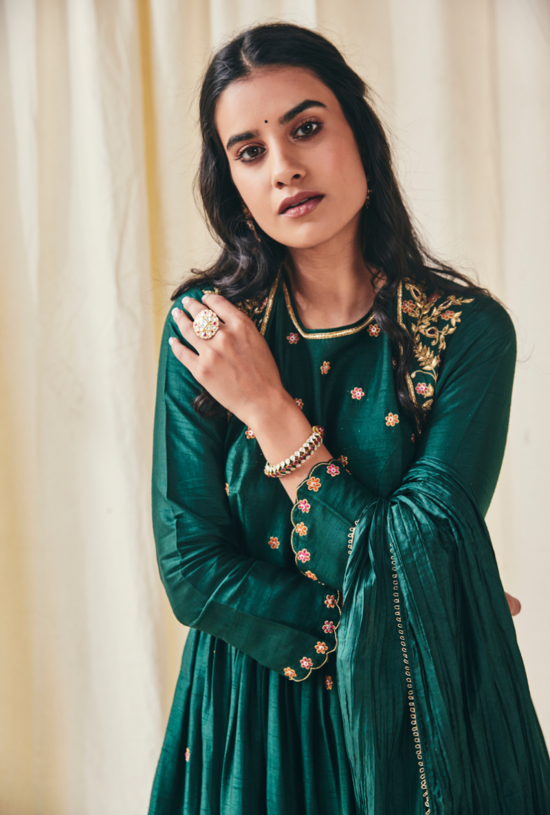 Green Kairi Meera Anarkali Set