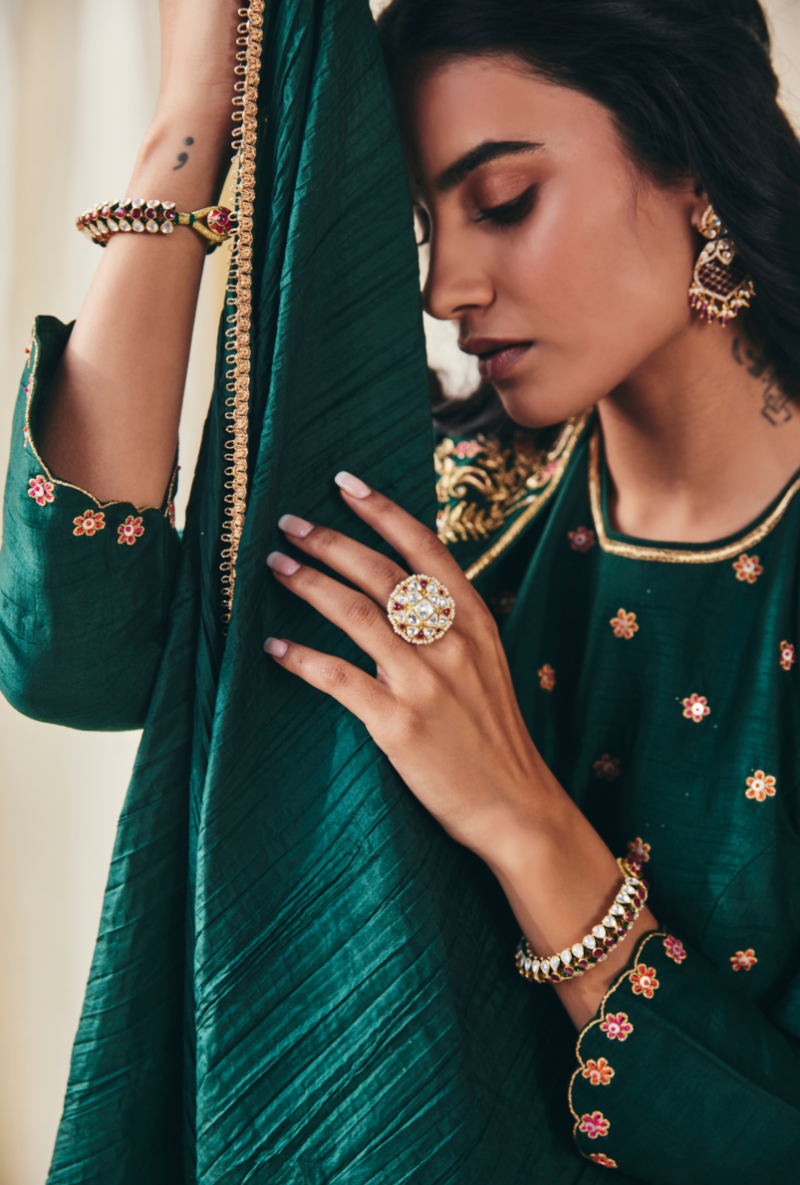 Green Kairi Meera Anarkali Set