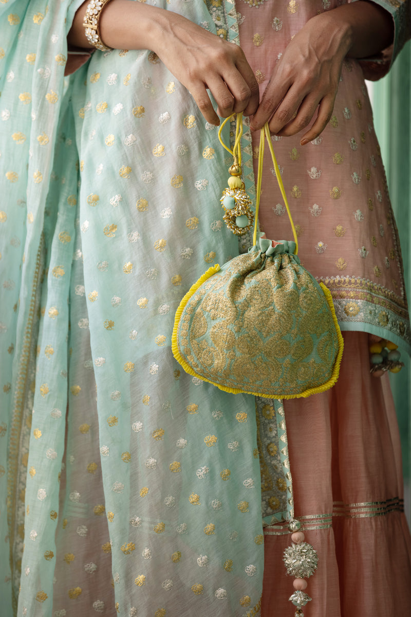 Pink And Aqua Zari Mastaani Gharara Set