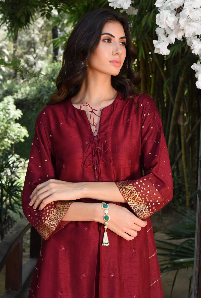 Maroon Gold Tikki Set