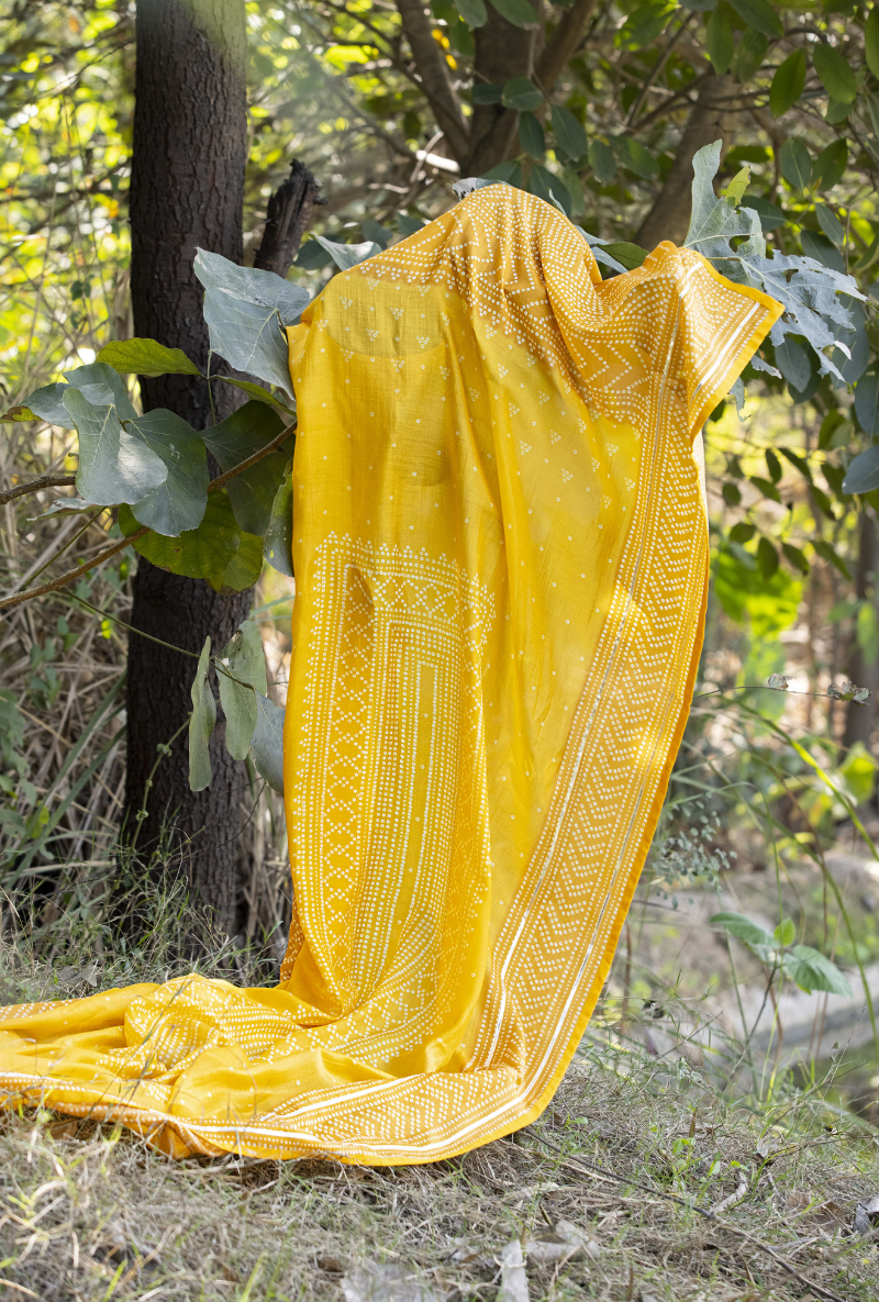 Yellow Fiza Yoke Kurta Set